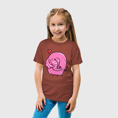 Детская футболка Влюбленный розовый слон / Кирпичный – фото 4