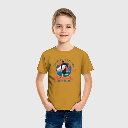 Детская футболка Лето и серфинг / Горчичный – фото 3