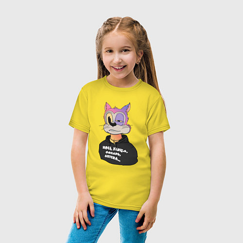 Детская футболка Кот - фонарь / Желтый – фото 4