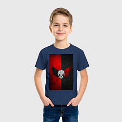 Футболка хлопковая детская Череп Клоуна на красно-черном фоне, цвет: тёмно-синий — фото 2