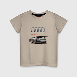 Футболка хлопковая детская Audi Racing team, цвет: миндальный