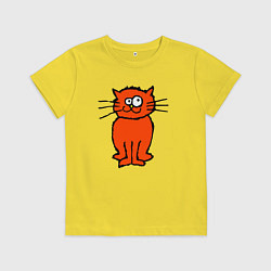 Футболка хлопковая детская Забаный красный кот, цвет: желтый