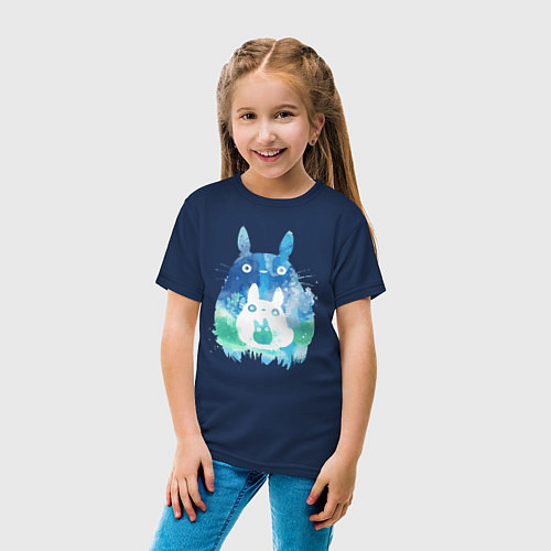 Детская футболка Семья кроликов Акварель / Тёмно-синий – фото 4