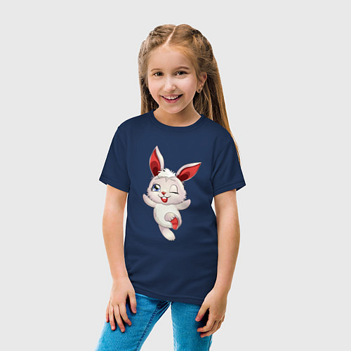 Детская футболка Шустрый зайчишка / Тёмно-синий – фото 4
