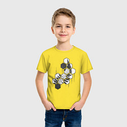 Футболка хлопковая детская Папоротник, шестиугольник, геометрия Номер Раз, цвет: желтый — фото 2