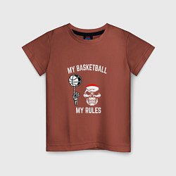 Футболка хлопковая детская Мой баскетбол - мои правила, цвет: кирпичный