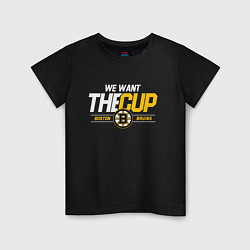 Футболка хлопковая детская Boston Bruins we want the cup, цвет: черный