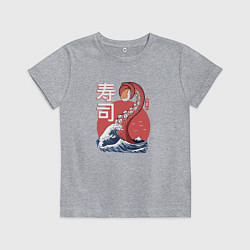 Футболка хлопковая детская Kraken Kawaii Sushi, цвет: меланж