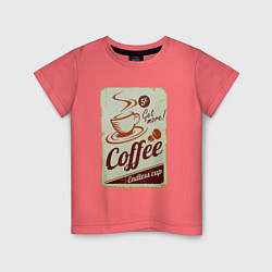 Футболка хлопковая детская Coffee Cup Retro, цвет: коралловый