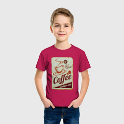 Футболка хлопковая детская Coffee Cup Retro, цвет: маджента — фото 2