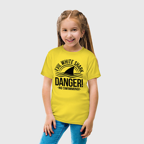 Детская футболка Danger No swiming Evil White Shark / Желтый – фото 4