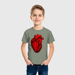 Футболка хлопковая детская Сердце анатомическое, цвет: авокадо — фото 2