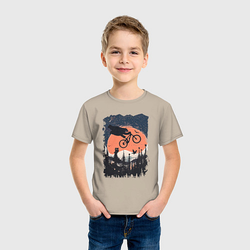 Детская футболка Лунный Медведь Райдер / Миндальный – фото 3