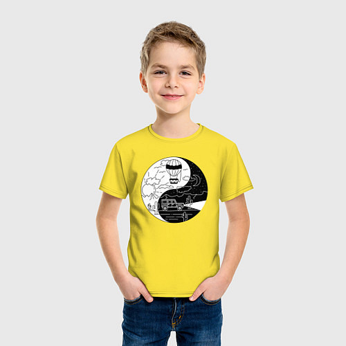 Детская футболка Инь Янь День и ночь / Желтый – фото 3