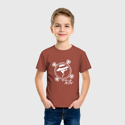 Детская футболка Луффи с боку / Кирпичный – фото 3