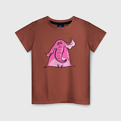 Футболка хлопковая детская Розовый слон, цвет: кирпичный