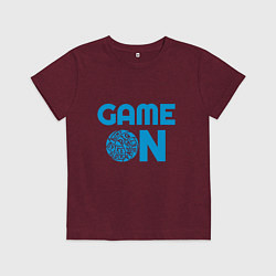 Футболка хлопковая детская Volleyball Game On, цвет: меланж-бордовый