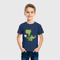 Футболка хлопковая детская Volleyball Dinosaur, цвет: тёмно-синий — фото 2