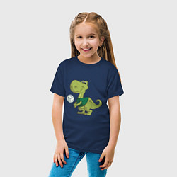 Футболка хлопковая детская Volleyball Dinosaur, цвет: тёмно-синий — фото 2
