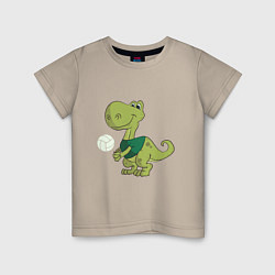 Футболка хлопковая детская Volleyball Dinosaur, цвет: миндальный