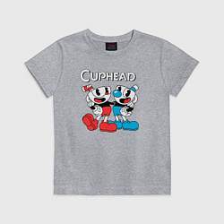 Футболка хлопковая детская Cuphead Чашечки, цвет: меланж