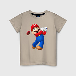 Футболка хлопковая детская Марио - крутейший гольфист Super Mario, цвет: миндальный
