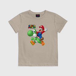 Футболка хлопковая детская Mario and Yoshi Super Mario, цвет: миндальный