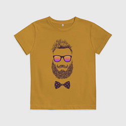 Футболка хлопковая детская Мужчина с бородой и в очках, цвет: горчичный