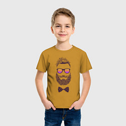 Футболка хлопковая детская Мужчина с бородой и в очках, цвет: горчичный — фото 2