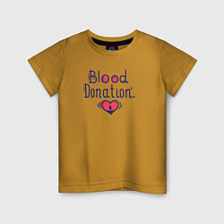 Футболка хлопковая детская Blood Donation, цвет: горчичный