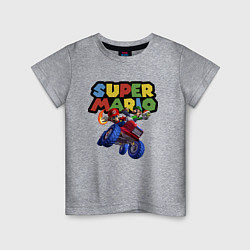 Футболка хлопковая детская Марио и Луиджи гонщики Super Mario, цвет: меланж
