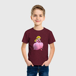 Футболка хлопковая детская Принцесса Персик Super Mario Beauty, цвет: меланж-бордовый — фото 2