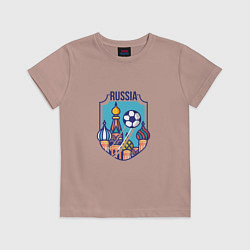 Футболка хлопковая детская Football - Russia, цвет: пыльно-розовый