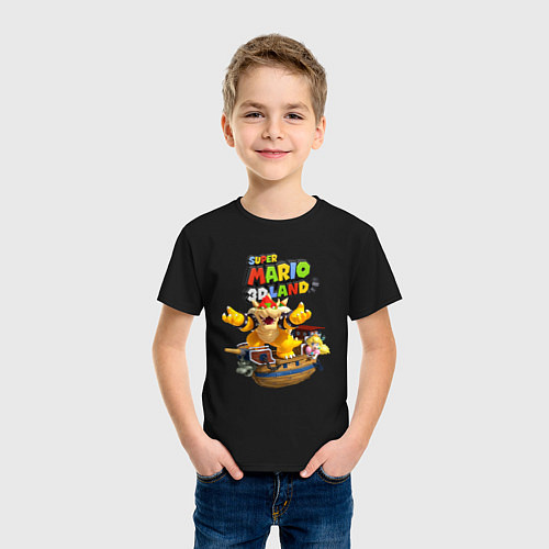 Детская футболка Принцесса Персик на корабле Боузера Super Mario 3D / Черный – фото 3