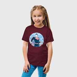 Футболка хлопковая детская Фигура Супермена, цвет: меланж-бордовый — фото 2