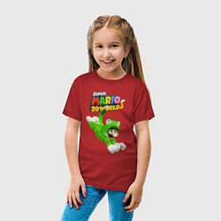 Футболка хлопковая детская Luigi cat Super Mario 3D World Nintendo, цвет: красный — фото 2