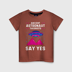 Футболка хлопковая детская Ancient Astronaut Theorist Say Yes, цвет: кирпичный