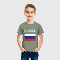 Футболка хлопковая детская Russian Flag, цвет: авокадо — фото 2