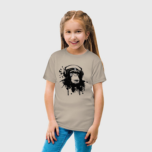 Детская футболка Шимпанзе-меломан / Миндальный – фото 4