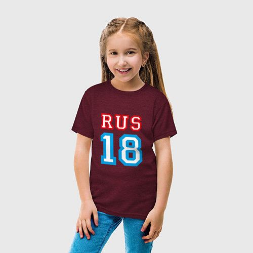 Детская футболка RUS 18 / Меланж-бордовый – фото 4