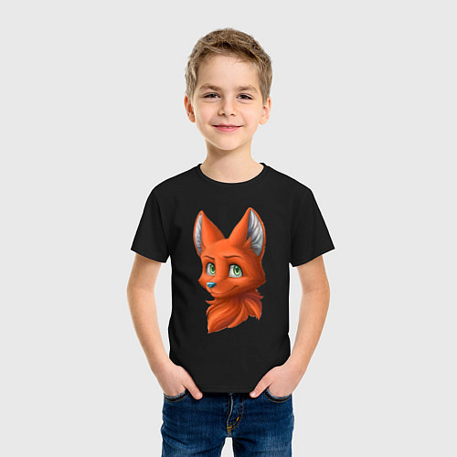 Детская футболка Милая лисичка Cute fox / Черный – фото 3