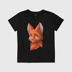 Футболка хлопковая детская Милая лисичка Cute fox, цвет: черный