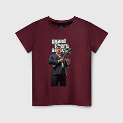 Футболка хлопковая детская GTA 5 Gangster, цвет: меланж-бордовый