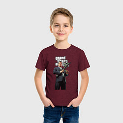 Футболка хлопковая детская GTA 5 Gangster, цвет: меланж-бордовый — фото 2