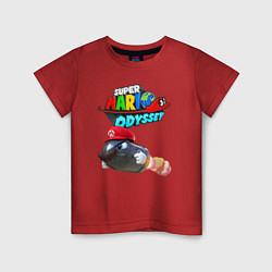 Футболка хлопковая детская Super Mario Odyssey Bullet Bill Nintendo, цвет: красный