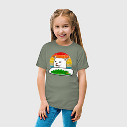 Футболка хлопковая детская Кот не веган, цвет: авокадо — фото 2