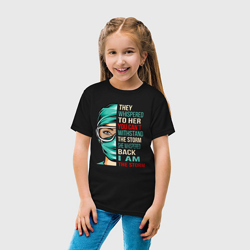 Детская футболка Они шептали, ты не выдержишь бурю, она прошептала / Черный – фото 4