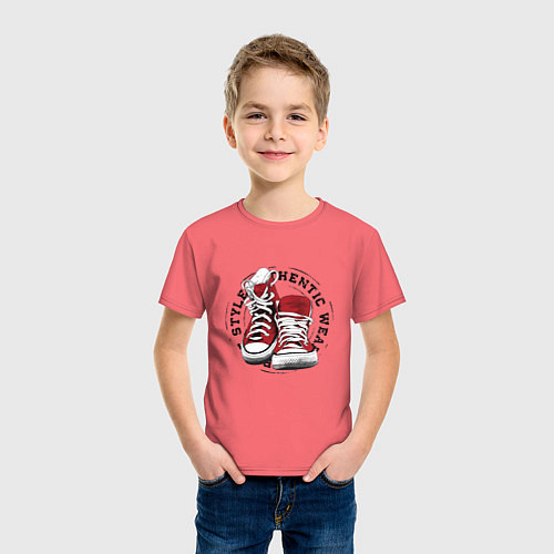 Детская футболка В кедах по жизни / Коралловый – фото 3