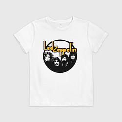 Футболка хлопковая детская Led Zeppelin Лед Зеппелин, цвет: белый