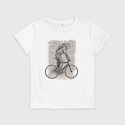 Футболка хлопковая детская Городской котик на велике, цвет: белый